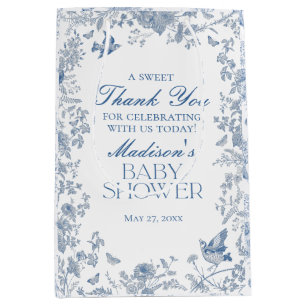 Blue Toile De Jouy Baby shower Favors Medium Cadeauzakje