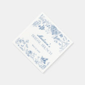 Blue Toile De Jouy Bloemen Bruids Brunch Servet (Hoek)