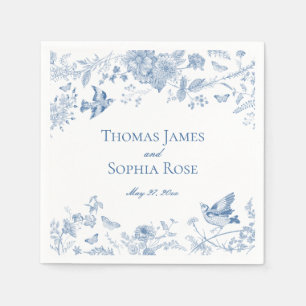 Blue Toile De Jouy  Bloemen Huwelijk Servet