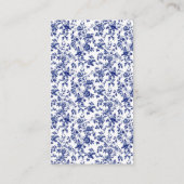 Blue Toile de Jouy Bow Baby shower Luier Raffle Informatiekaartje (Achterkant)