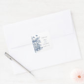 Blue Toile De Jouy bruiloft dank u Vierkante Sticker (Envelop)
