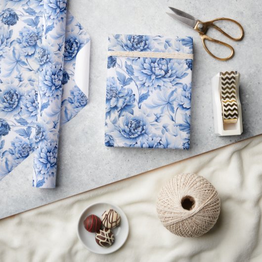 Blue Toile de Jouy Cadeaupapier (Crafts)