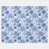 Blue Toile de Jouy Fleece Deken (Voorkant (Horizontaal))