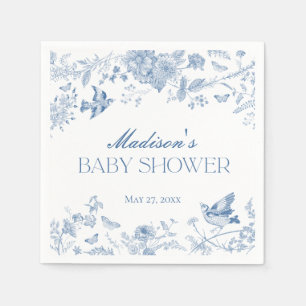 Blue Toile De Jouy  Floral Baby shower Servet