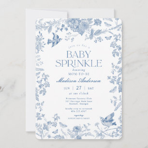 Blue Toile De Jouy Franse Bloemen Baby Sprinkle Kaart