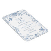 Blue Toile De Jouy Franse Bloemen Bewaar de datum Magneet (Rechterzijde)