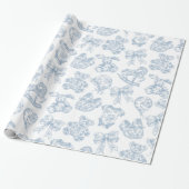 Blue Toile de Jouy Nursery Cadeaupapier (Uitgerold)