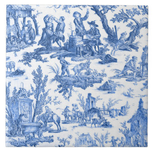 Blue Toile de Jouy Tegeltje