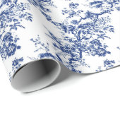 Blue Toile Elegance Cadeaupapier (Rol Hoek)