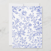 Blue Toile Elegant Modern Script Vrijgezellenfeest Kaart (Achterkant)