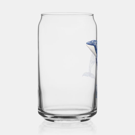 Blue Toile Floral Beach Dolfijn Monogram Blikvorm Glas (Rechts)