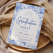 Blue Toile Floral Graduation Party