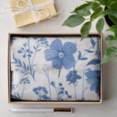 Blue Toile  Floral Tissuepapier (Geschenk)