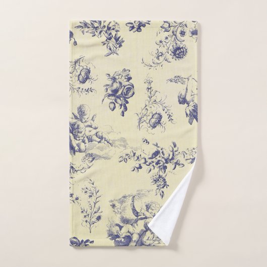 Blue Toile France Pays Cherub Motif (Serviette à main)