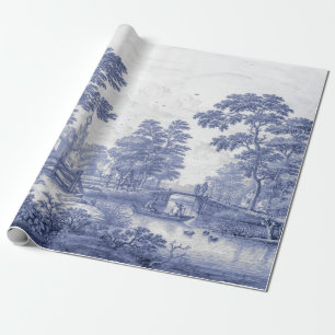Blue Toile Franse ontkoppeling Cadeaupapier
