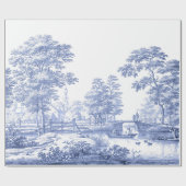 Blue Toile  Franse ontkoppelingspape Cadeaupapier (Vlak)