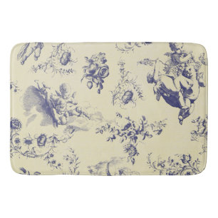 Blue Toile French Country Cherub Pattern Badmat