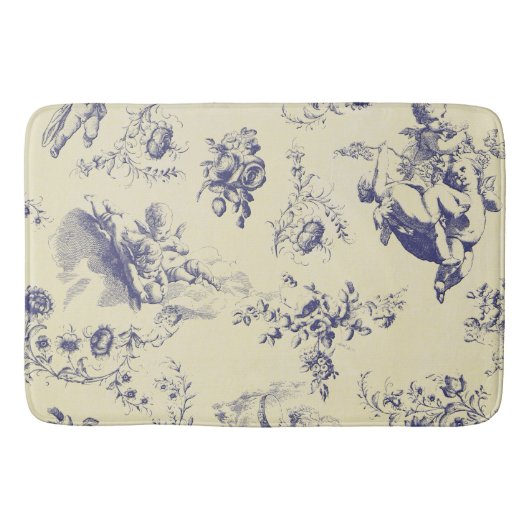 Blue Toile French Country Cherub Pattern Badmat (Voorkant)