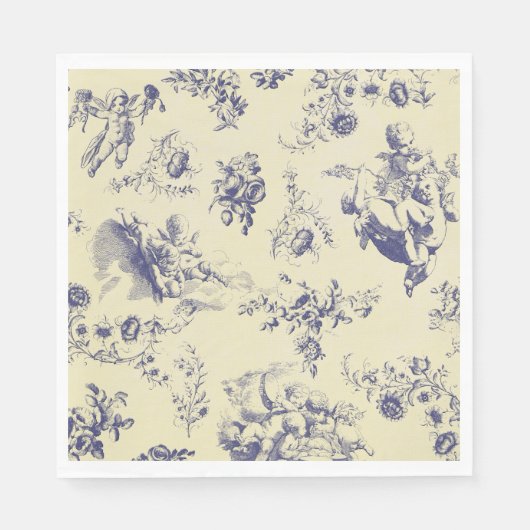 Blue Toile French Country Cherub Pattern Servetten (Voorkant)