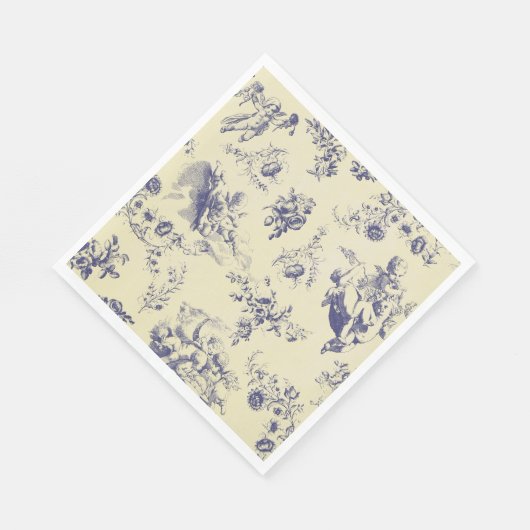 Blue Toile French Country Cherub Pattern Servetten (Hoek)