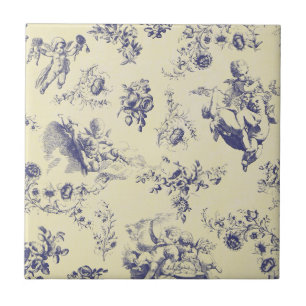 Blue Toile French Country Cherub Pattern Tegeltje