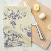 Blue Toile French Country Cherub Pattern Theedoek (Quarter Fold)