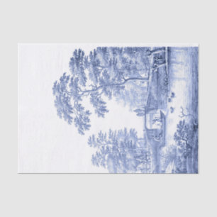 Blue Toile  French Pastoral Bridge Boat I Tissuepapier