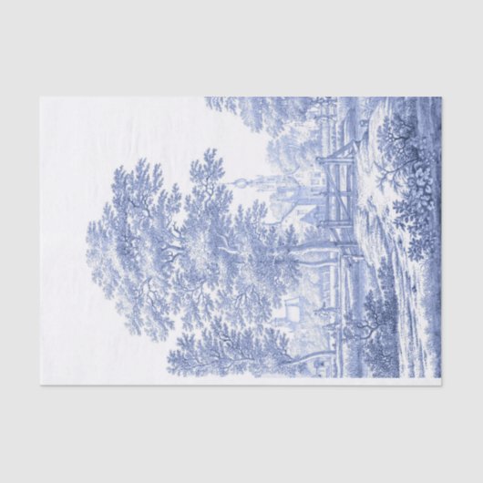 Blue Toile  French Pastoral Bridge Boat II Tissuepapier (Voorkant)