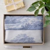 Blue Toile  French Pastoral Bridge Boat II Tissuepapier (Geschenk)