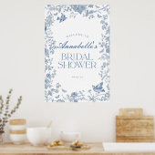 Blue Toile Jouy Floral Fête des mariées Affiche de (Cuisine)