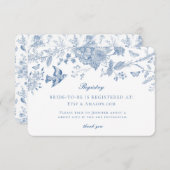 Blue Toile Jouy Registry Kaart Invitation Insert (Voorkant / Achterkant)
