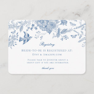 Blue Toile Jouy Registry Kaart Invitation Insert