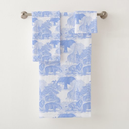 Blue Toile Jungle Animaux Safari Chinoiserie Garço (En situation)