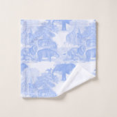 Blue Toile Jungle Animaux Safari Chinoiserie Garço (Gant de toilette)