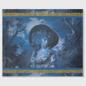 Blue Toile Lady French Cadeaupapier (Vlak)