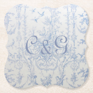 Blue Toile Monogrammed Onderzetters