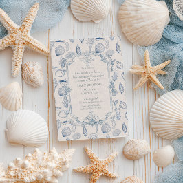 Blue toile Ocean Baby Shower Invitation Kaart