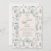 Blue toile Ocean Bridal Shower Invitation (Devant)