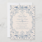 Blue toile Ocean Bridal Shower Invitation (Devant)