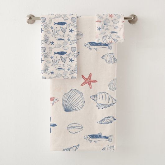 Blue toile Ocean Towel (En situation)