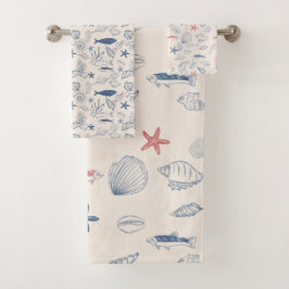 Blue toile Ocean Towel Bad Handdoek