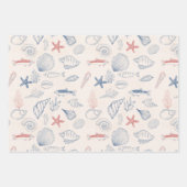 Blue toile Ocean Wrapping Paper Sheet Set of 3 (Voorkant 2)