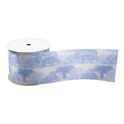 Blue Toile Oerwoud Animals Safari Chinoiserie Lint (Spoel)