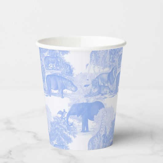 Blue Toile Oerwoud Animals Safari Chinoiserie Papieren Bekers (Links)