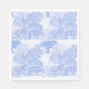 Blue Toile Oerwoud Animals Safari Chinoiserie Servet
