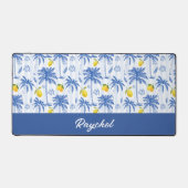 Blue Toile Palm Trees Lemons Monogram Name (Recto)