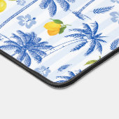 Blue Toile Palm Trees Lemons Pattern (Coin)