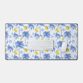 Blue Toile Palm Trees Lemons Pattern (Clavier et souris)