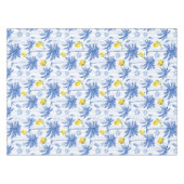 Blue Toile Palm Trees Lemons Pattern Tafelkleed (Voorkant (Horizontaal))