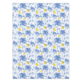 Blue Toile Palm Trees Lemons Pattern Tafelkleed (Voorkant)
